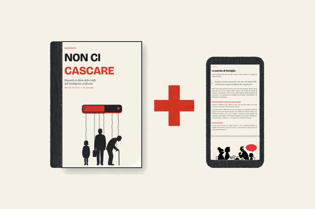 Il libro di carta con la sua copertina, più il telefono con aperta una pagina del PDF